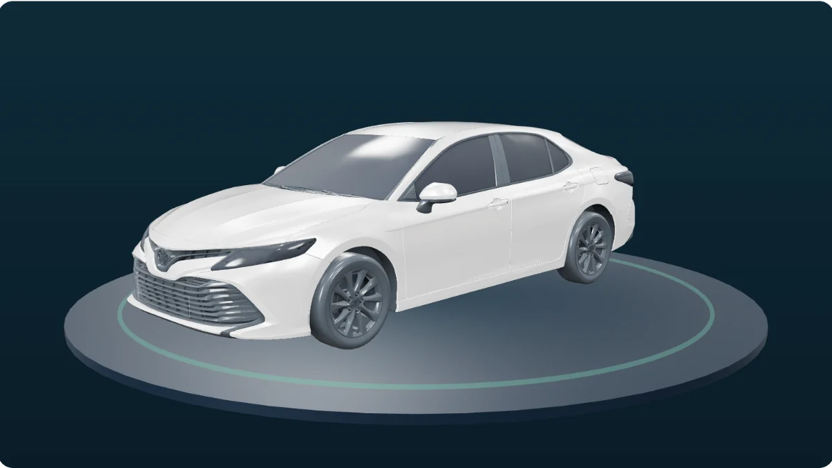 A Toyota Camry, from the Build Studio's 3D model rather than a manufacturer photograph.