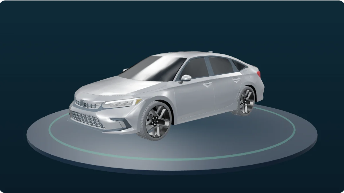 A Honda Civic, from the Build Studio's 3D model rather than a manufacturer photograph.