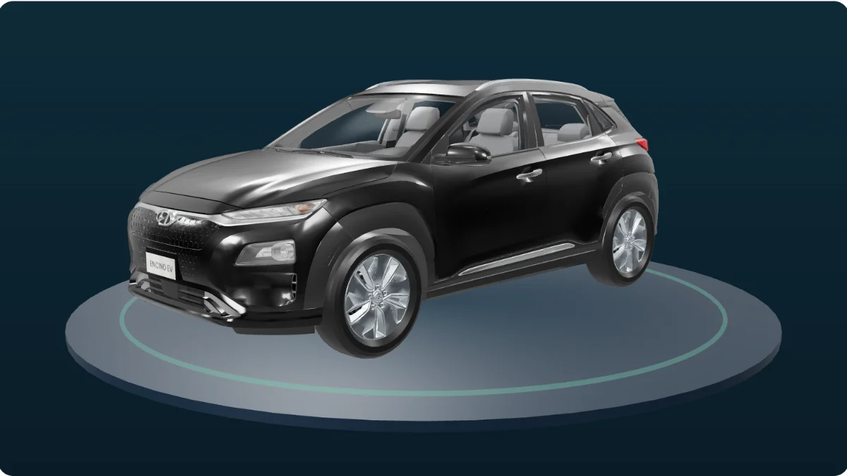 A Hyundai Kona, from the Build Studio's 3D model rather than a manufacturer photograph.